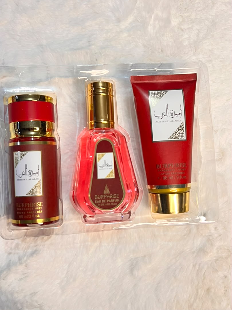 Burphrise perfume , lotion and mist set