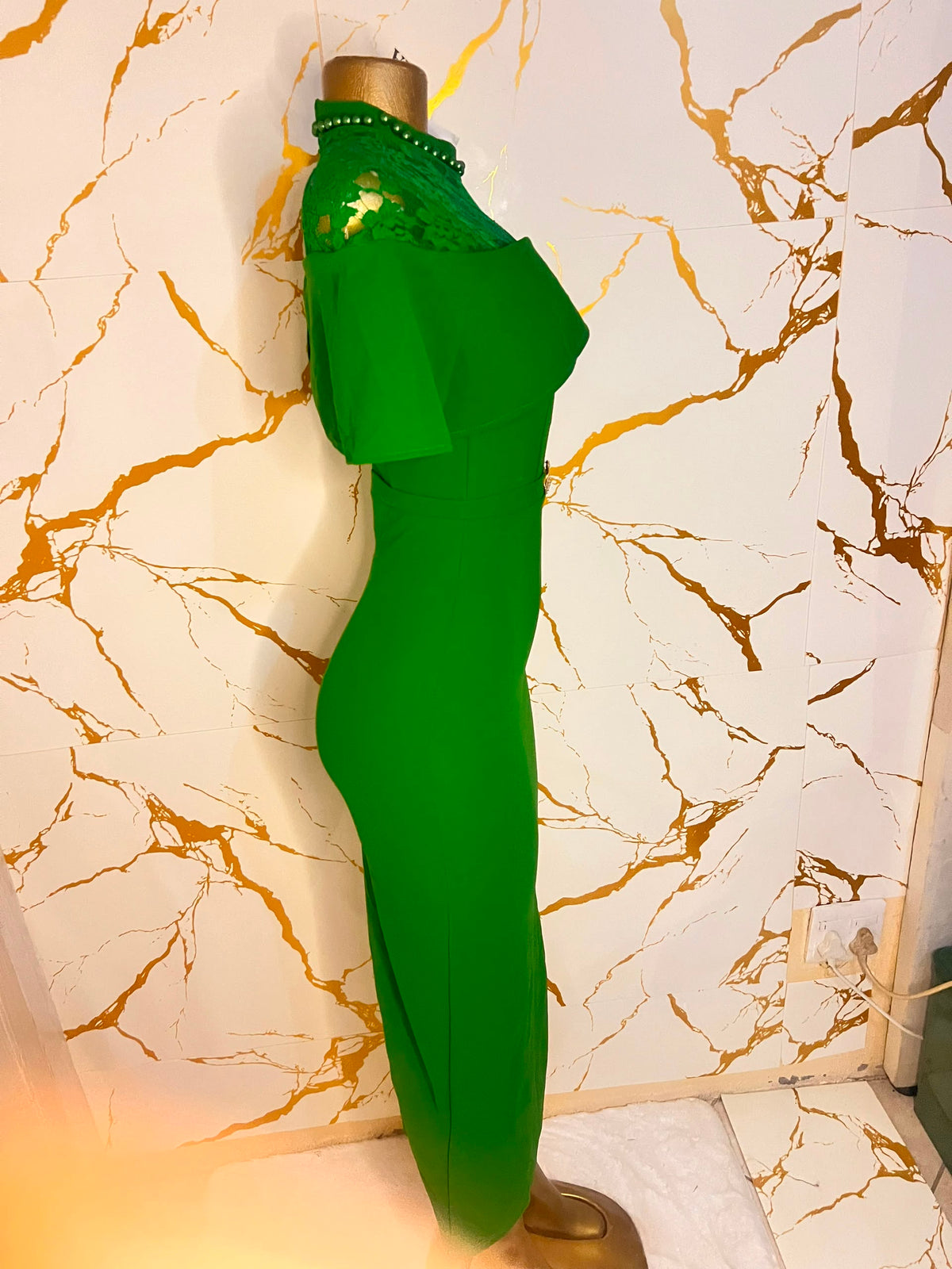 Bright green midi dress