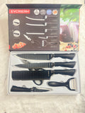  8-piece Evcrier kitchen knife set with black textured handles