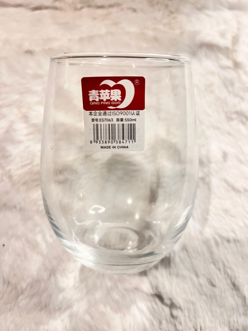 Set of 6 clear stemless wine glass