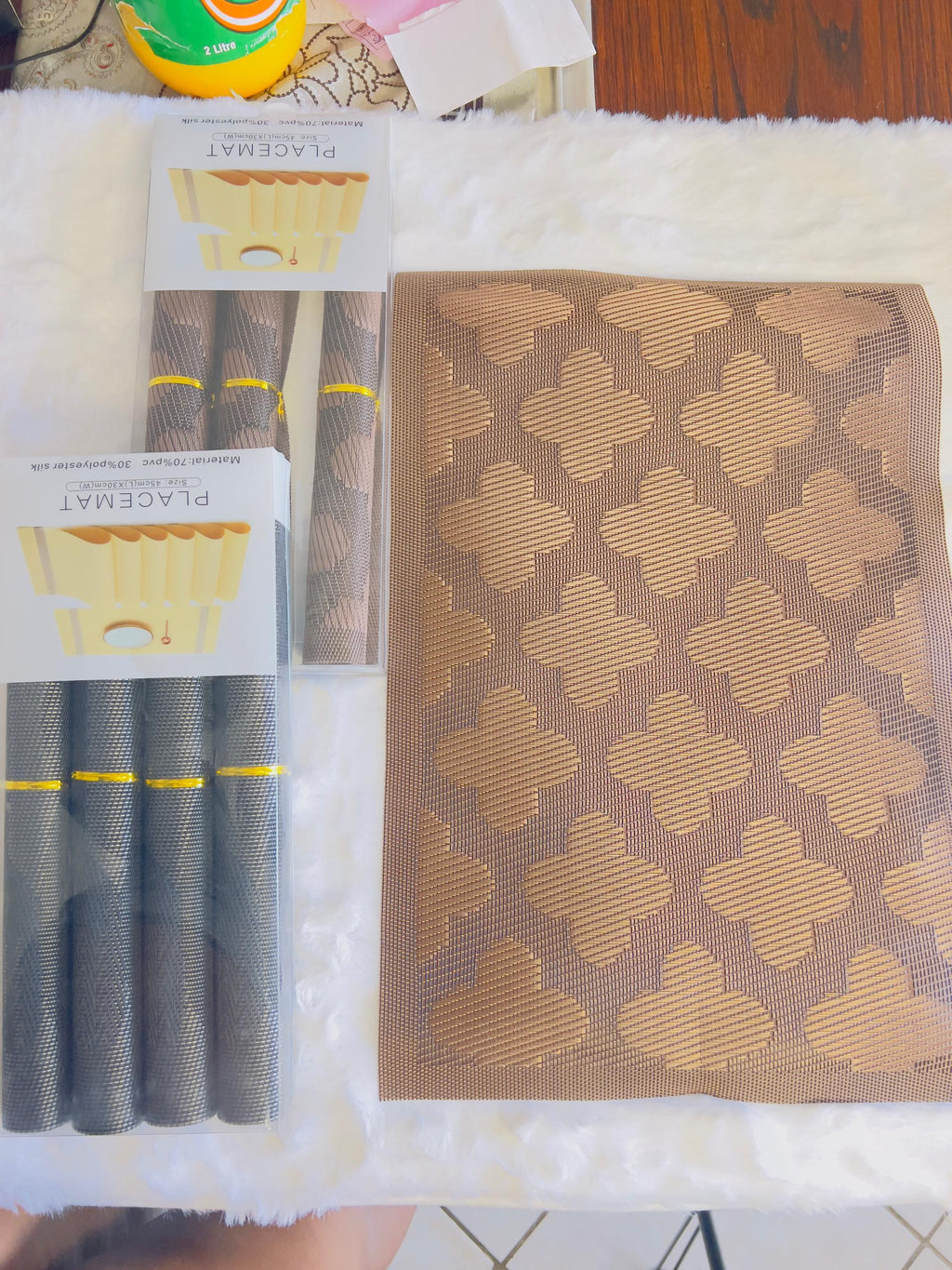 brown patterned placemats
