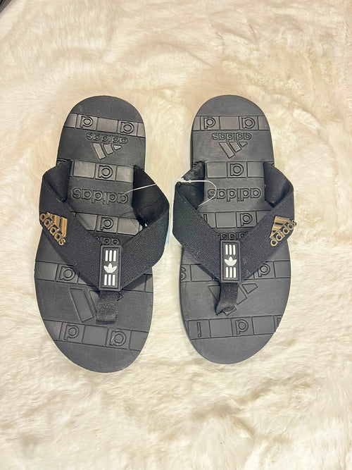 Adidas flip-flops in dark gray and black