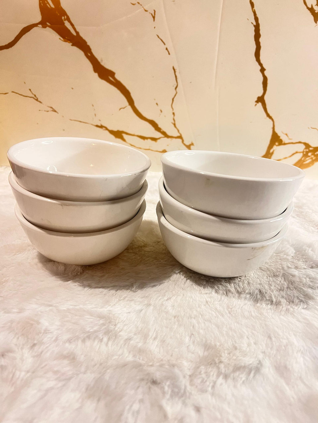 Set of 6 white ceramic bowls
