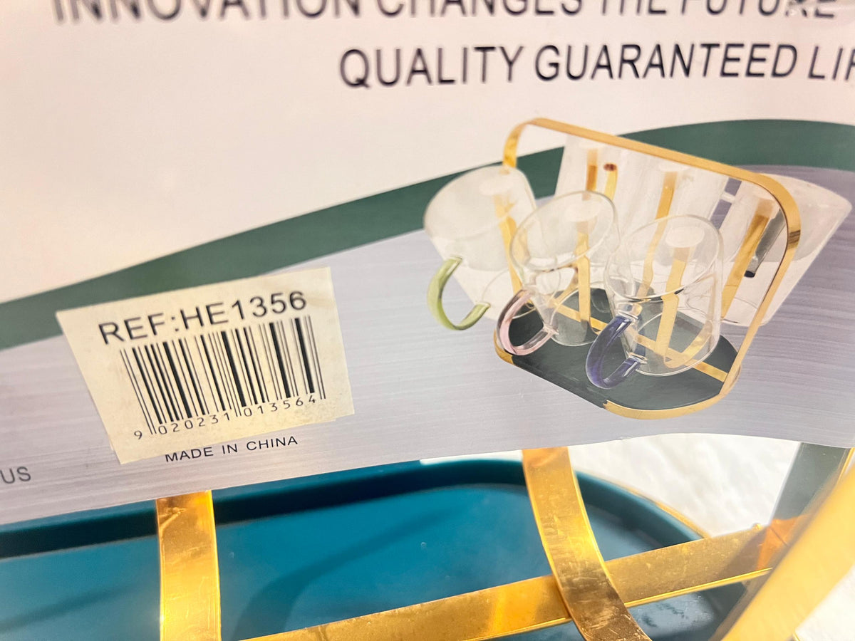 Gold steel glass storage rack fitting 6 glasses