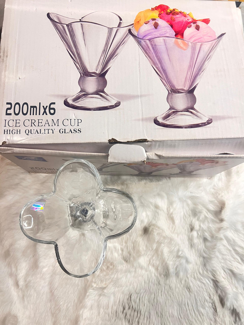 A set of six 200ml ice cream glass cups