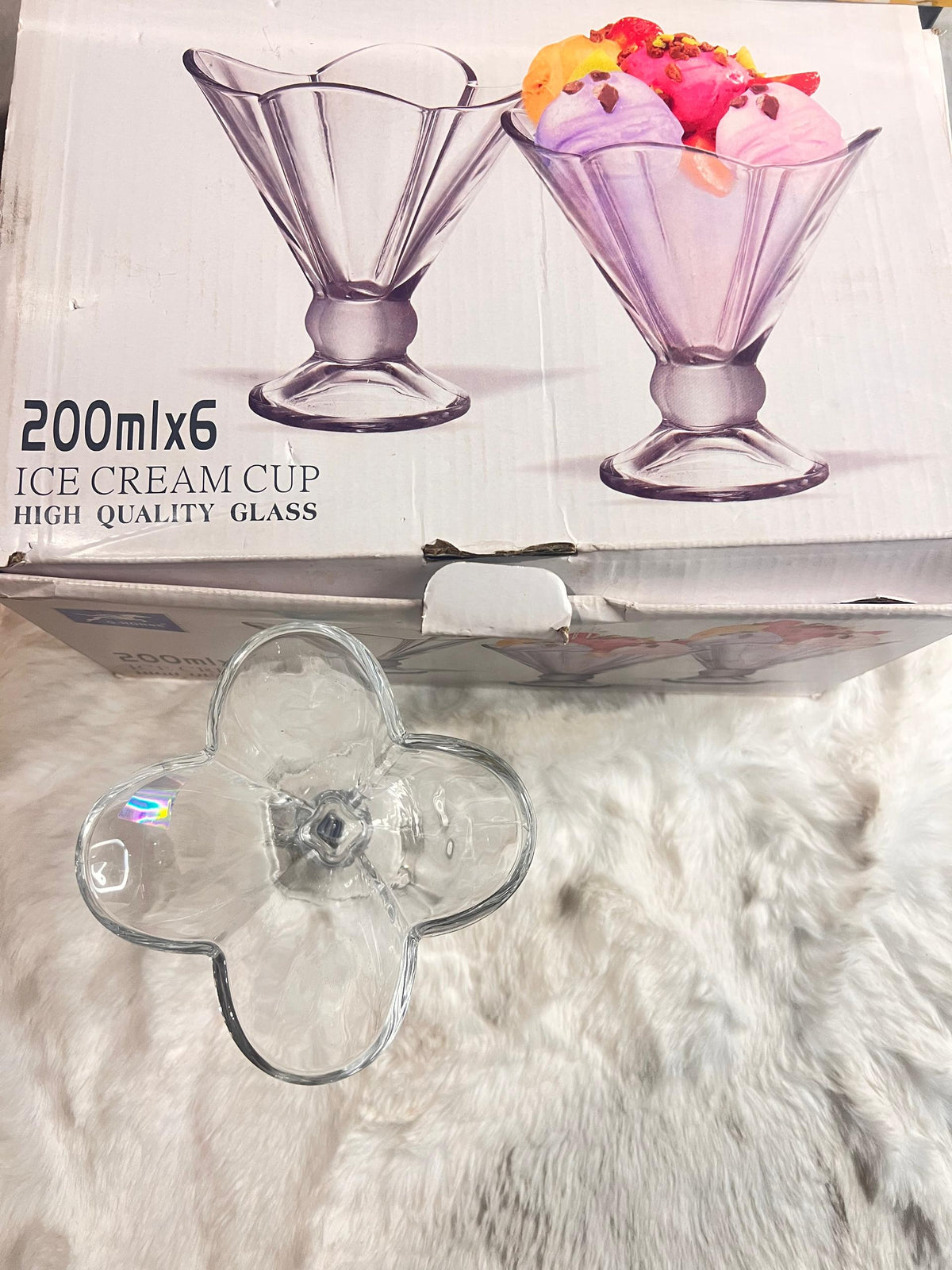 A set of six 200ml ice cream glass cups