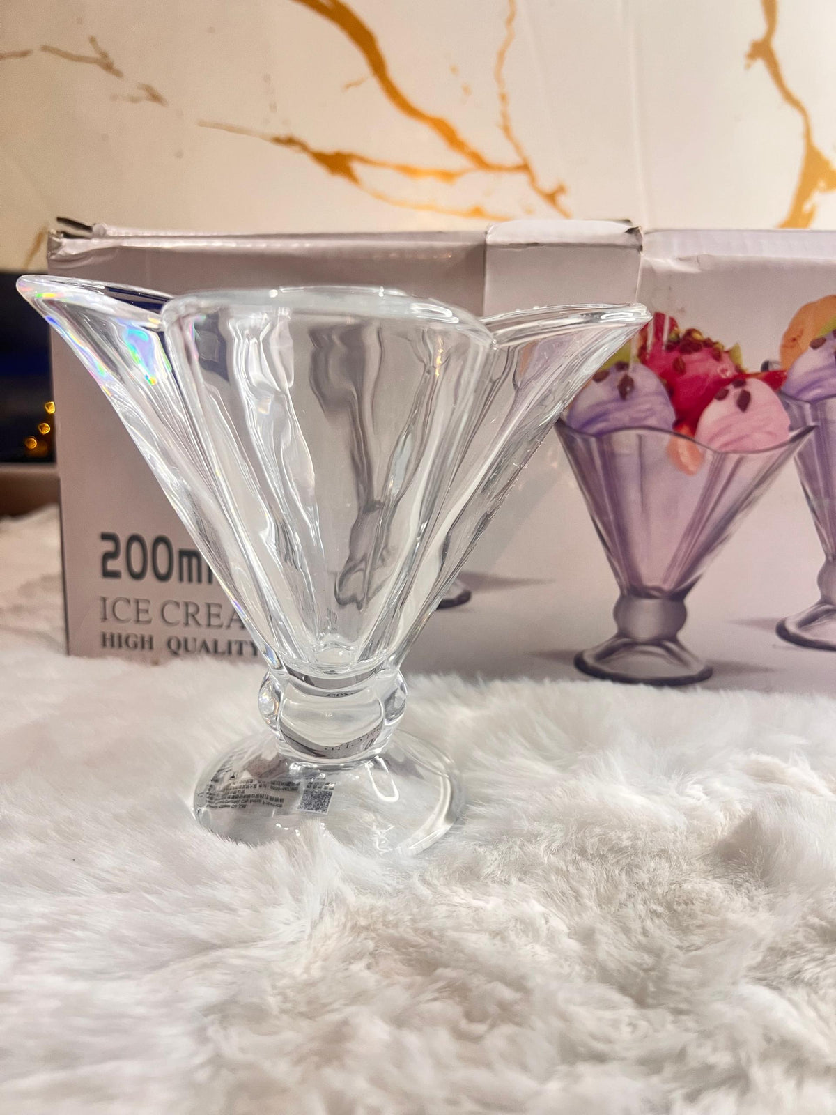 A set of six 200ml ice cream glass cups