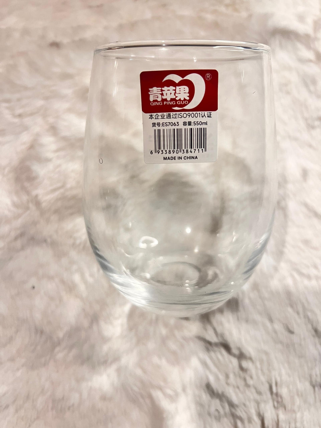 Set of 6 clear stemless wine glass