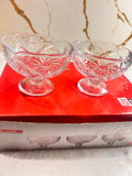 Two clear cut-crystal dessert or candy dishes with pedestal bases