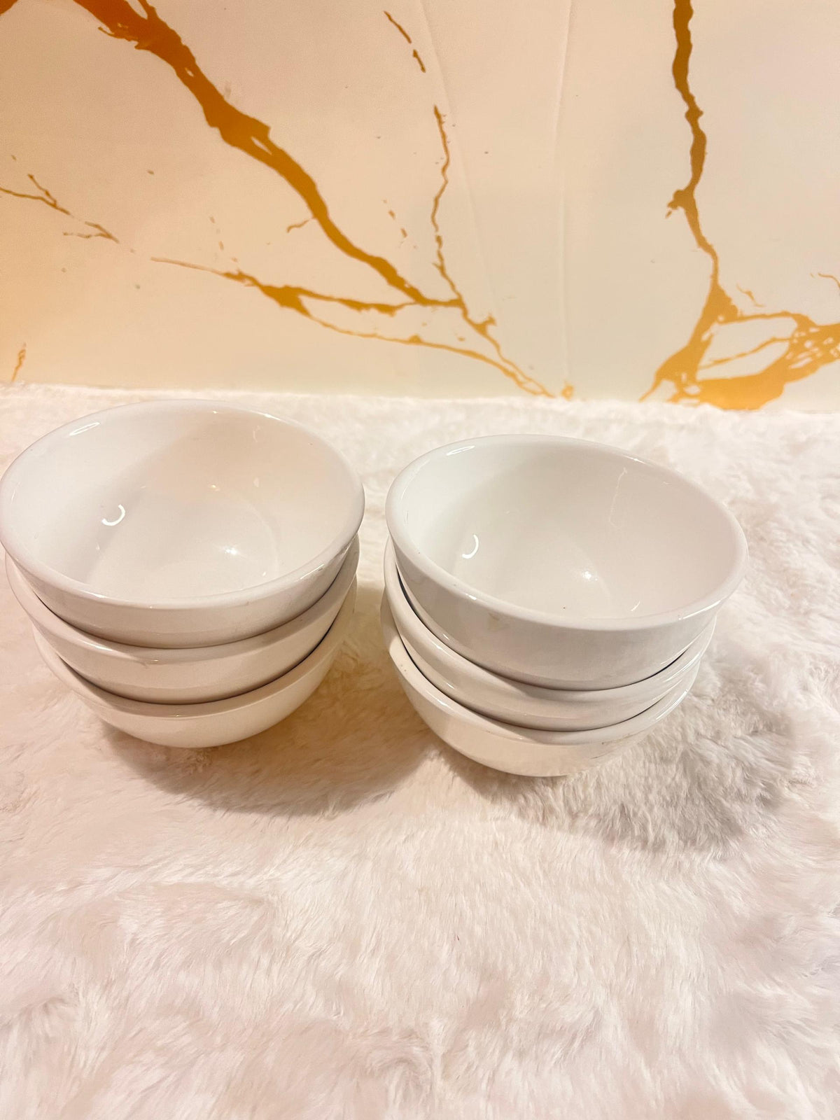 Set of 6 white ceramic bowls