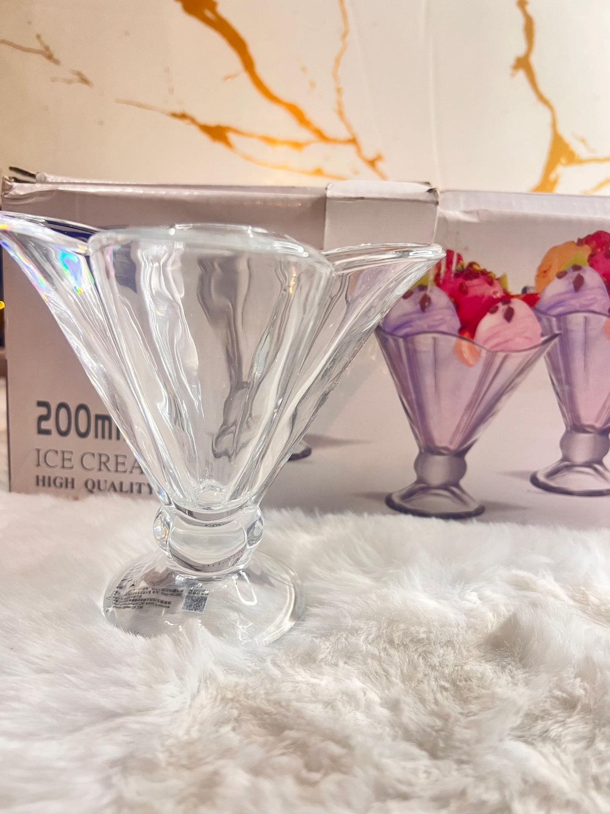 A set of six 200ml ice cream glass cups