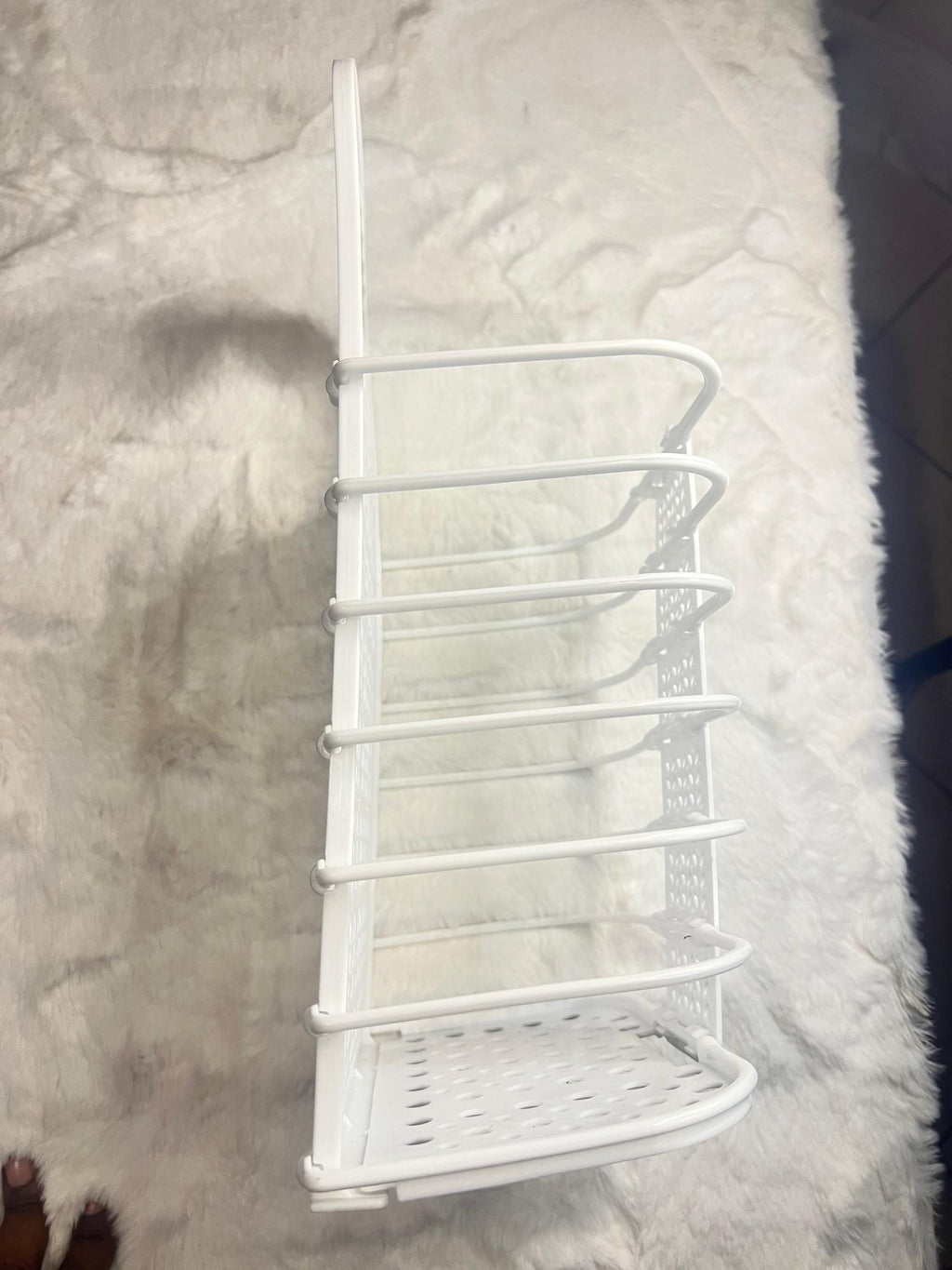 White plastic 5-tier hanging shelf