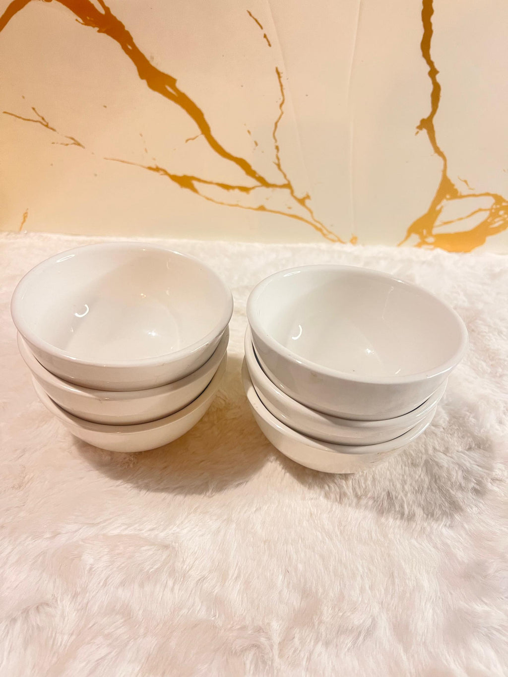 Set of 6 white ceramic bowls