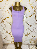 lavender ribbed knit sleeveless bodycon dress 