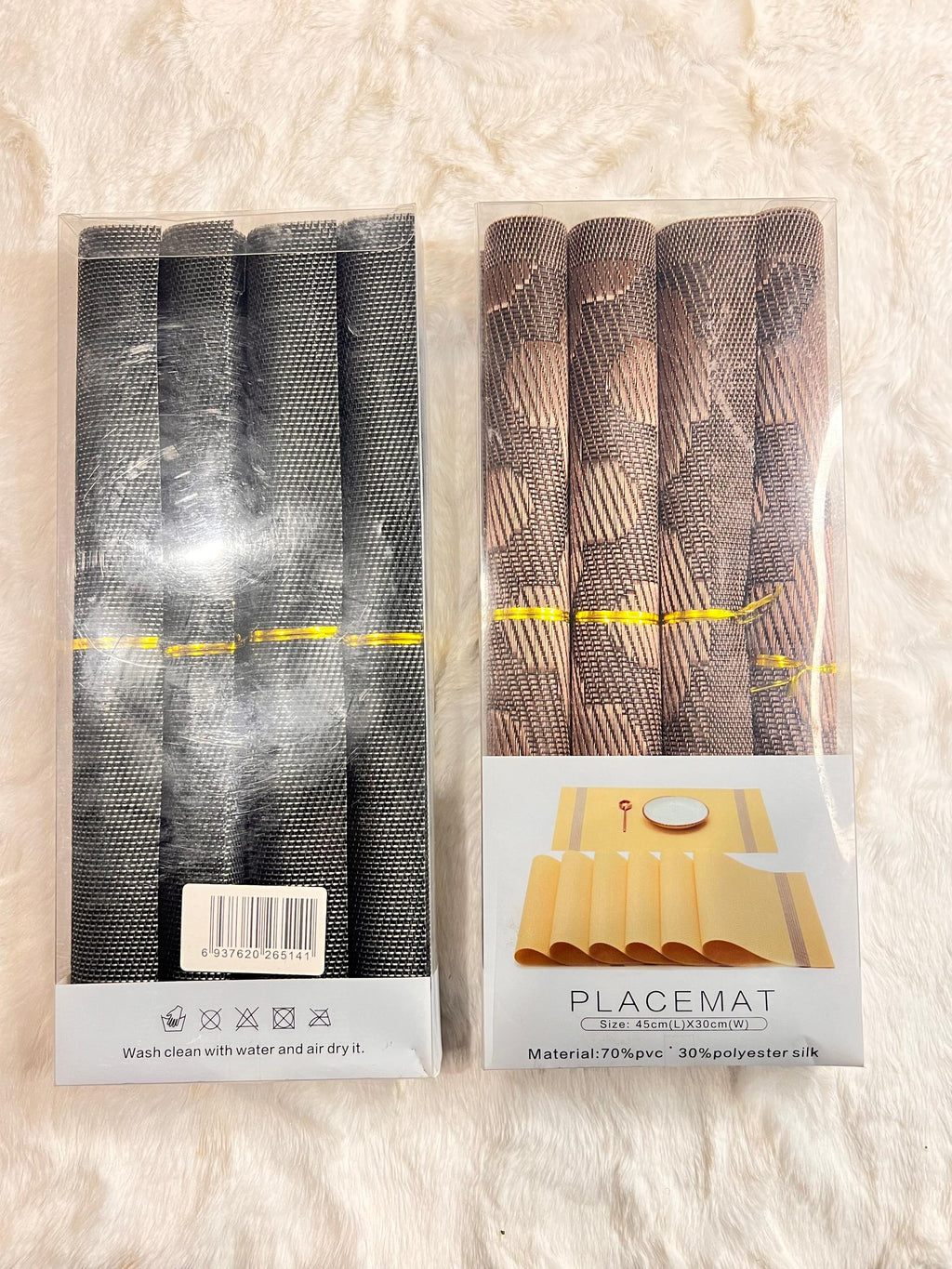 brown patterned placemats