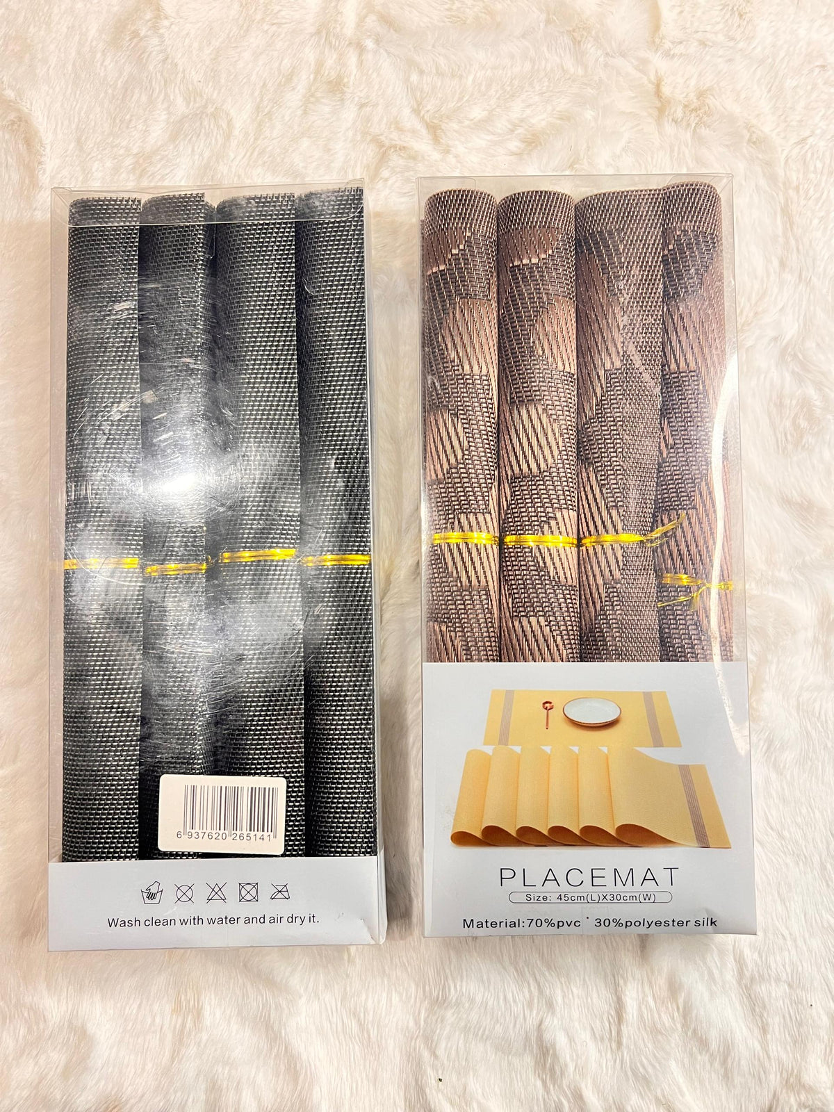 brown patterned placemats